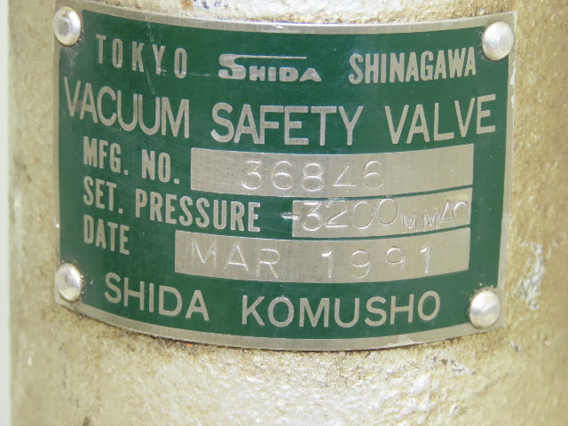 Tokyo Shida Komusho 36846 Vacuum Safety Valve DN50 2" Flanged