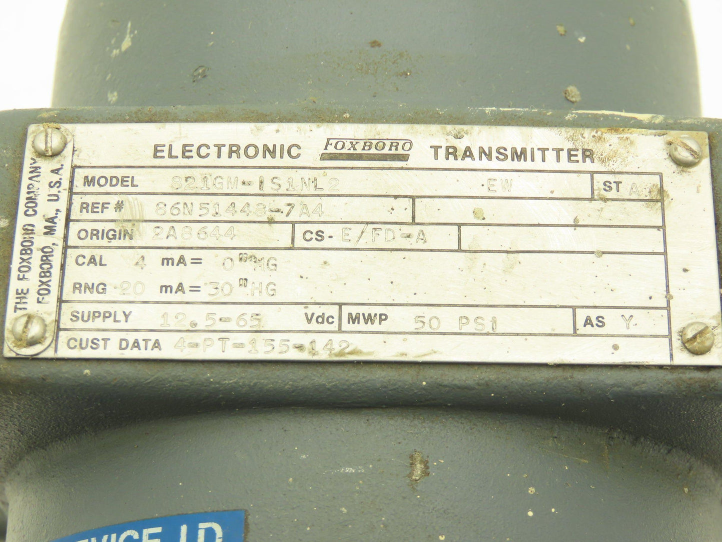 Foxboro 821GM-IS1NL2 Pressure Transmitter 12.5-65vdc 1/2" NPT