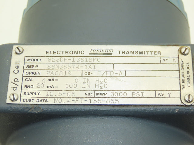 Foxboro 823DP-I3S1SM0 Electronic Differential Pressure Transmitter 12.5-65vdc