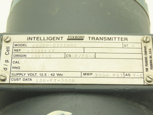 Foxboro 823DP-D3S1NM0 Intelligent Differential Pressure Transmitter 12.5-42vdc