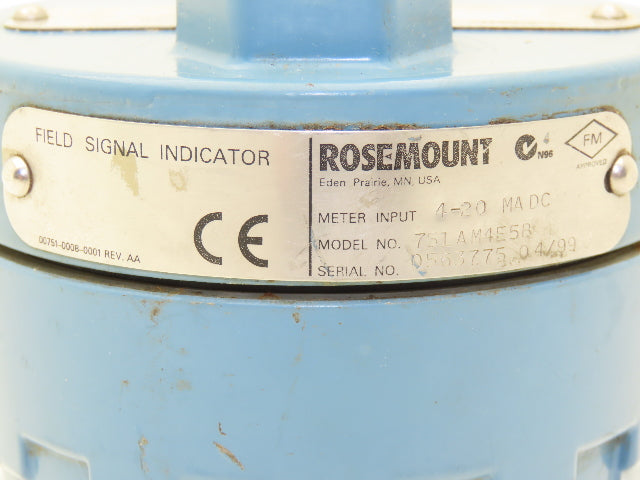 Rosemount 751AM4E5B Field Signal Indicator 4-20mA DC Meter input