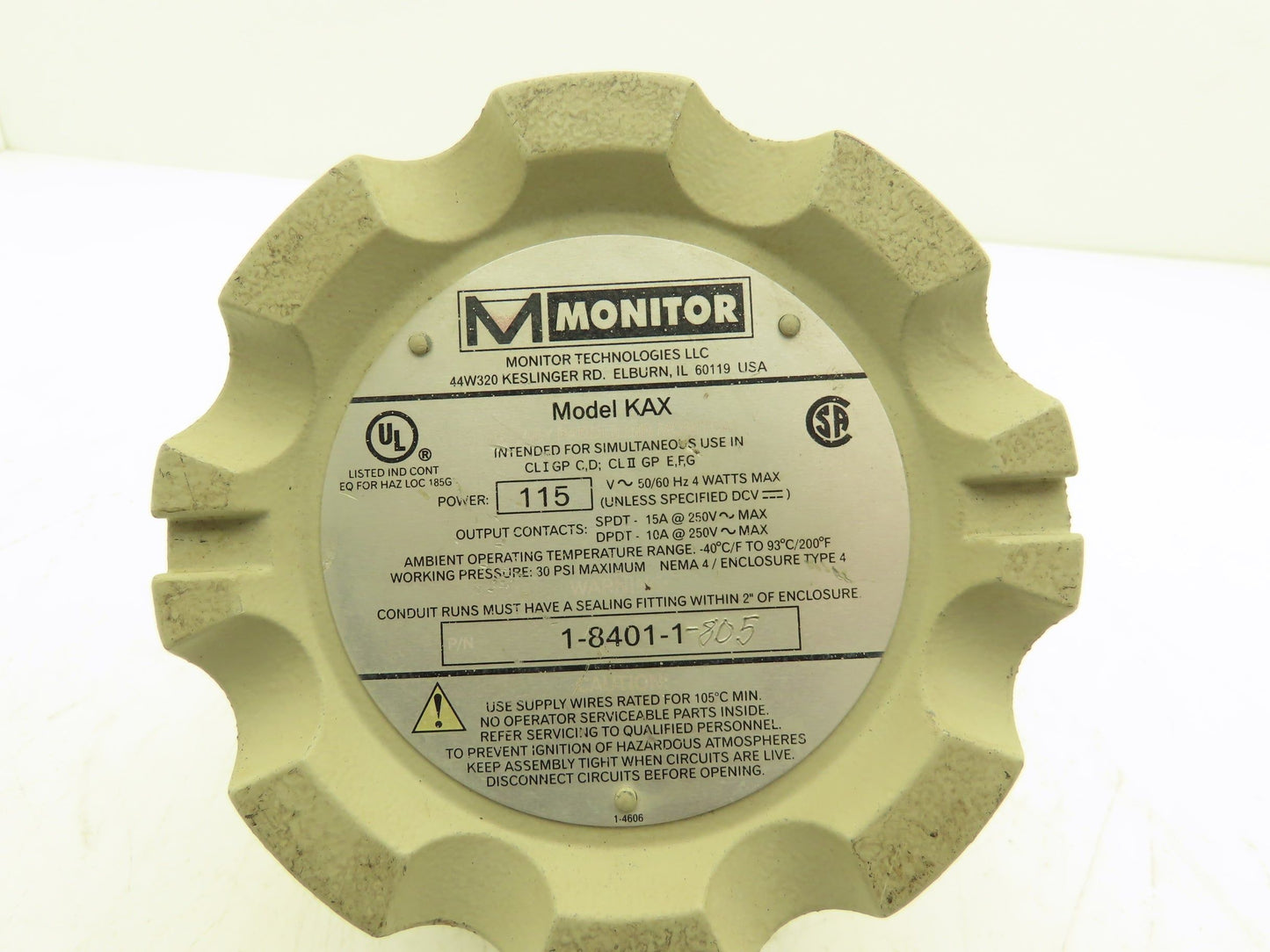 Monitor Technologies KAX Rotary Paddle Bin Monitor 115v 50/60hz