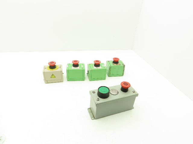 Fuji Electric E-Stop Mushroom Pushbutton Switch 30mm Lot of 5 Enclosures