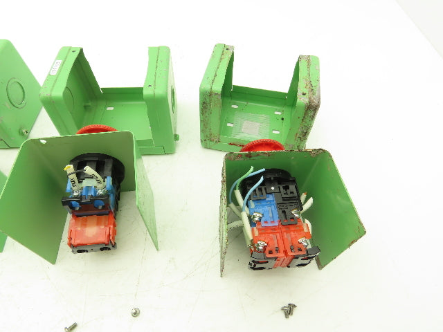 Fuji Electric E-Stop Mushroom Pushbutton Switch 30mm Lot of 5 Enclosures