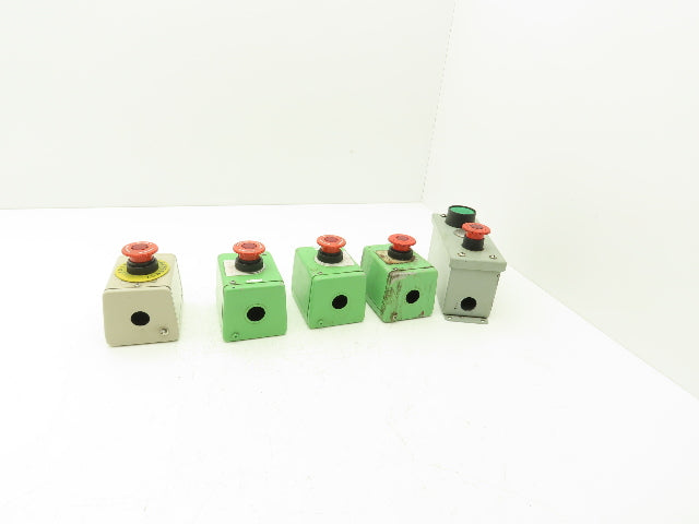 Fuji Electric E-Stop Mushroom Pushbutton Switch 30mm Lot of 5 Enclosures