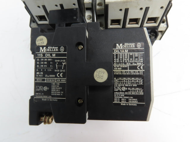 Moeller DIL1AM 3-Pole IEC Contactor 55A 220/240V Coil 25Hp 460V 3PH Lot of 4