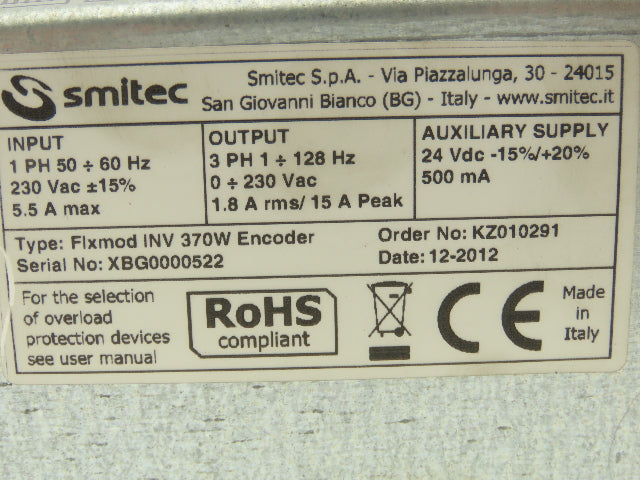 Smitec FLXMOD INV 370W Encoder Inverter Power Supply 230V 1PH -230V 3PH KZ010291