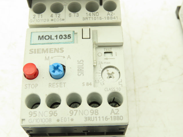 Siemens 3RU1116-1BB0 Motor Starter Contactor Relay 24V Coil 5Hp 600V Lot of 2