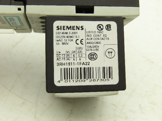 Siemens 3RU1116-1AB0 Motor Starter Contactor Relay 24V Coil 5Hp 600V Lot of 3