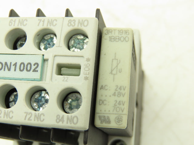 Siemens 3RT1015-1BB41 Motor Starter Contactor 24V Coil 5Hp 600V Lot of 3