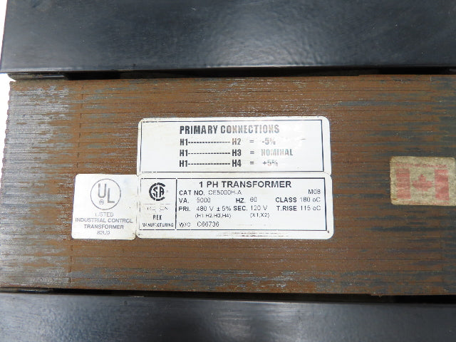 Rex Manufacturing CE5000H-A Stepdown Power Transformer 5kva 1Ph HV 480V LV 120V