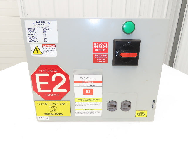Daykin APFB-01 Stepdown Transformer Disconnect 2kva 1Ph HV 480V LV 120V