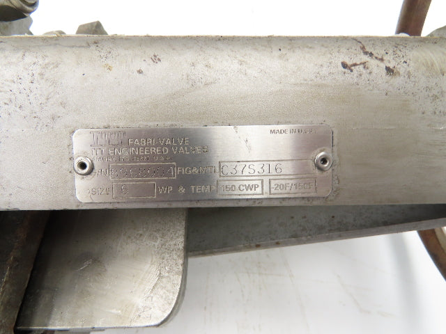 ITT Fabri-Valve C37S316 6" Stainless Knife Gate Valve Rising Stem Metal Seat 150