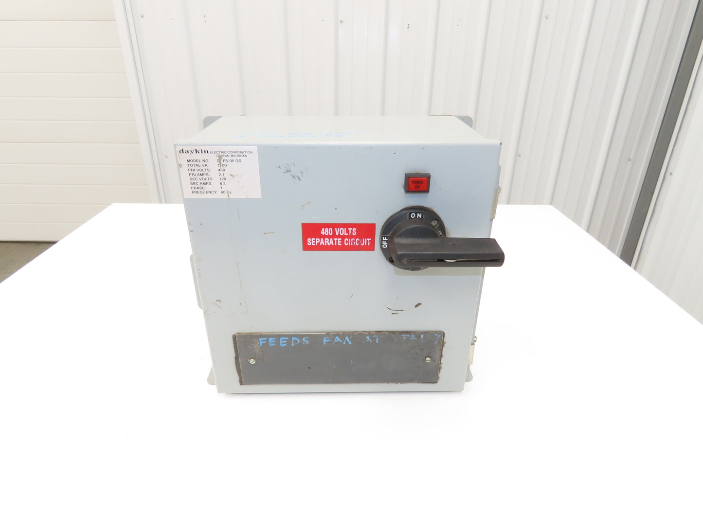 Daykin GPFS-05 GS Stepdown Transformer Disconnect 1kva 1Ph HV 480V LV 120V