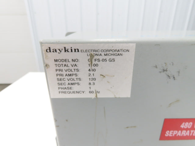 Daykin GPFS-05 GS Stepdown Transformer Disconnect 1kva 1Ph HV 480V LV 120V
