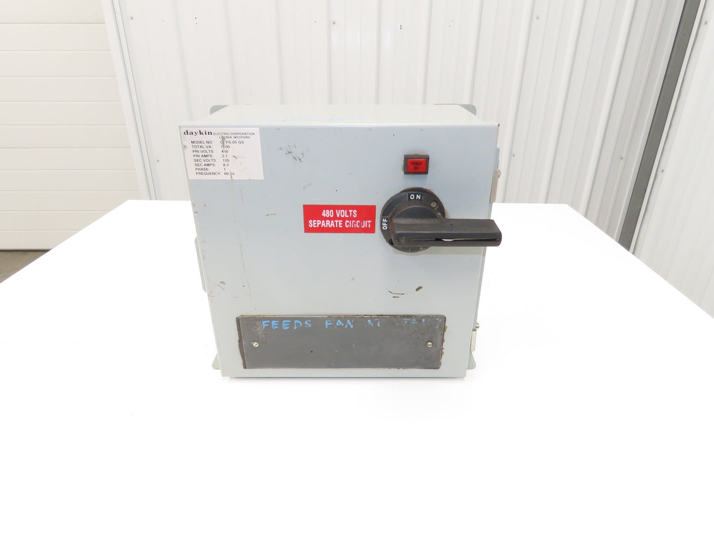 Daykin GPFS-05 GS Stepdown Transformer Disconnect 1kva 1Ph HV 480V LV 120V