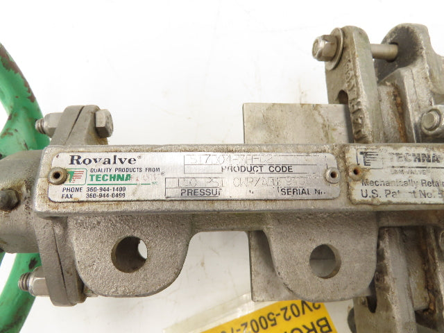 Rovalve Technaflow S17D04-MH-D2 4" Stainless Knife Gate Valve Rising Stem #150