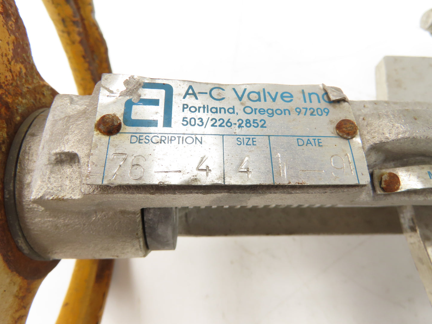 A-C Valve 76-4 304 Stainless 4" Knife Gate Valve Rising Stem Metal Seat