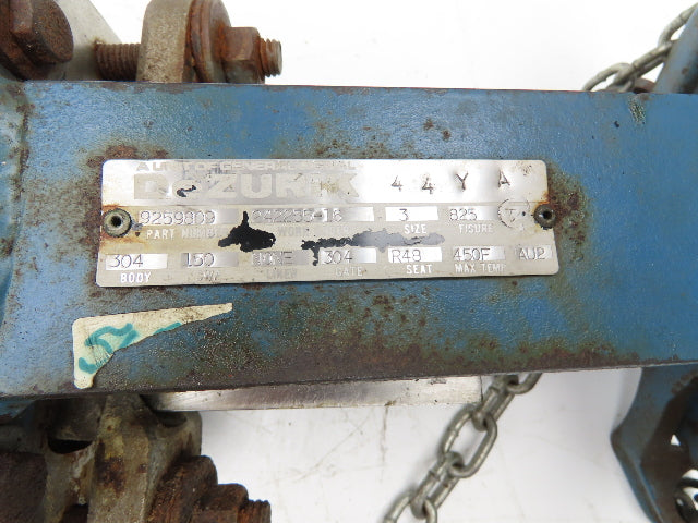 DeZurik 825 3" Stainless Knife Gate Valve with Pull Chain Wheel Actuator