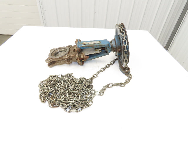 DeZurik 825 3" Stainless Knife Gate Valve with Pull Chain Wheel Actuator