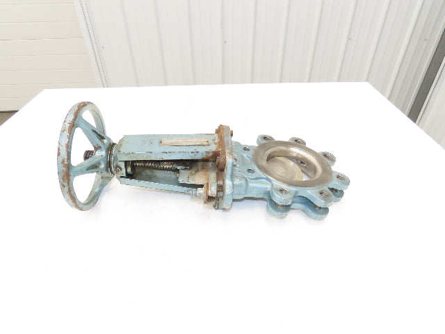 DeZurik 824 4" Stainless Lug Knife Gate Valve Rising Stem Metal Seat 304SS