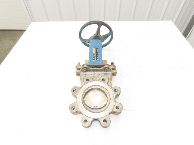 DeZurik 827 4" Stainless Lug Knife Gate Valve Rising Stem Metal Seat 316SS