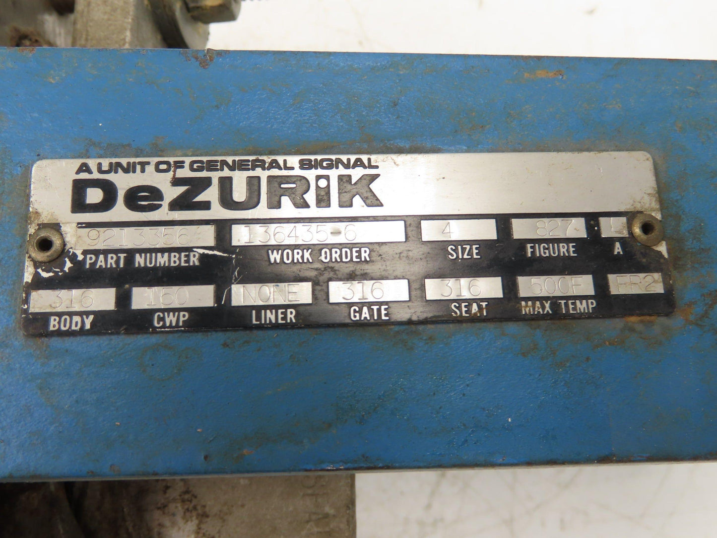 DeZurik 827 4" Stainless Lug Knife Gate Valve Rising Stem Metal Seat 316SS
