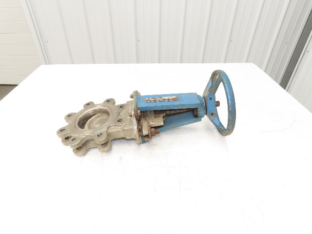 DeZurik 827 4" Stainless Lug Knife Gate Valve Rising Stem Metal Seat 316SS