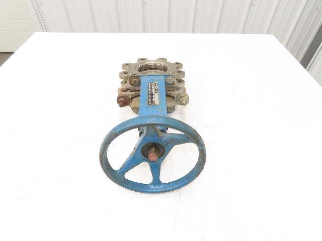 DeZurik 827 4" Stainless Lug Knife Gate Valve Rising Stem Metal Seat 316SS