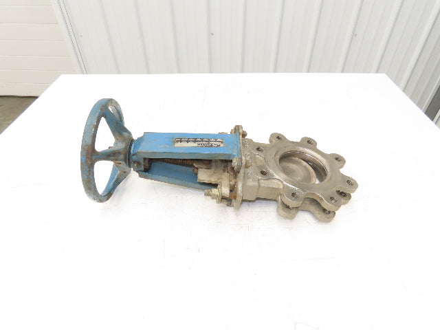 DeZurik 827 4" Stainless Lug Knife Gate Valve Rising Stem Metal Seat 316SS