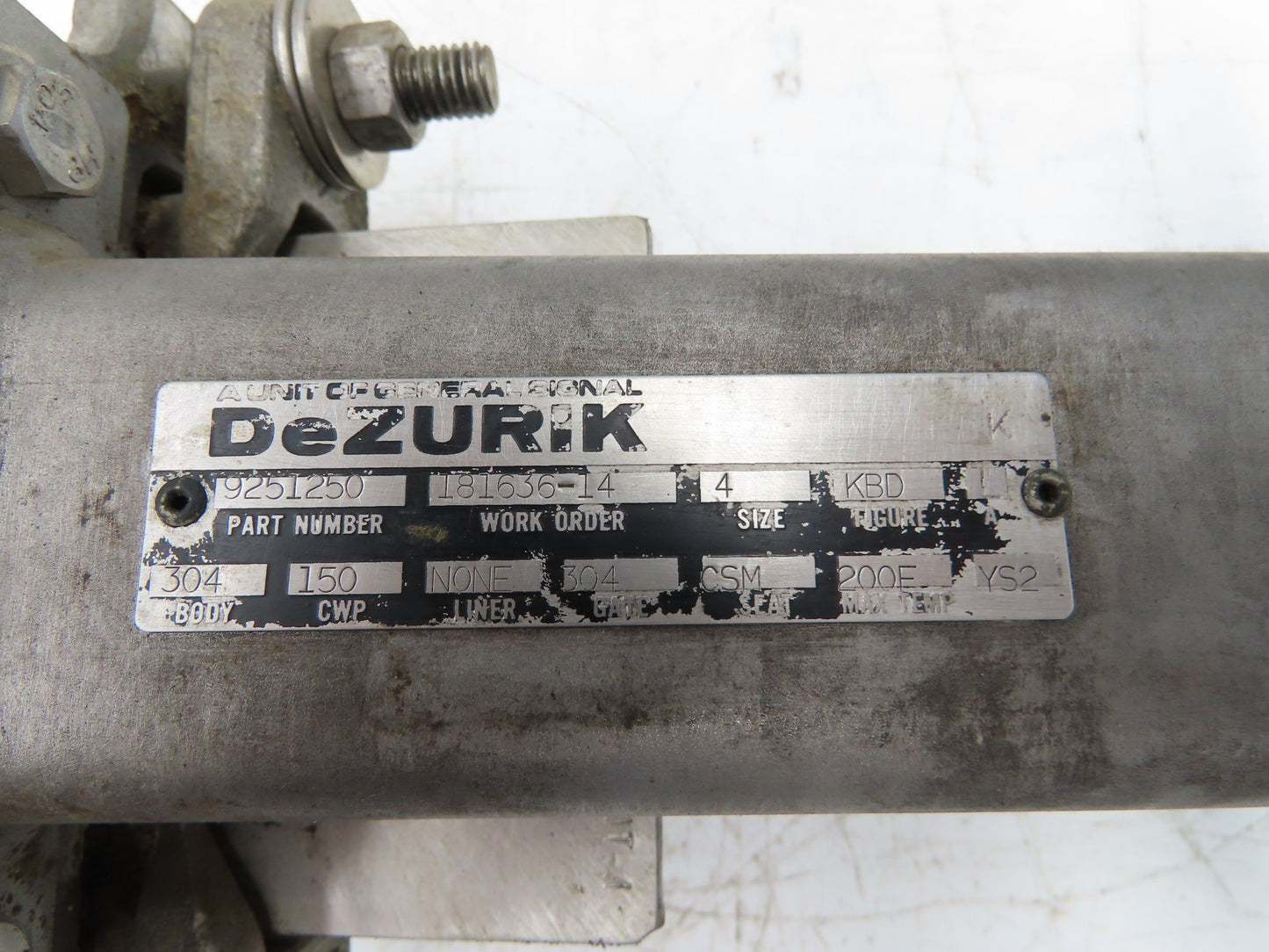 DeZurik KBD 4" Stainless Lug Knife Gate Valve Rising Stem 304SS *Bad Seal*