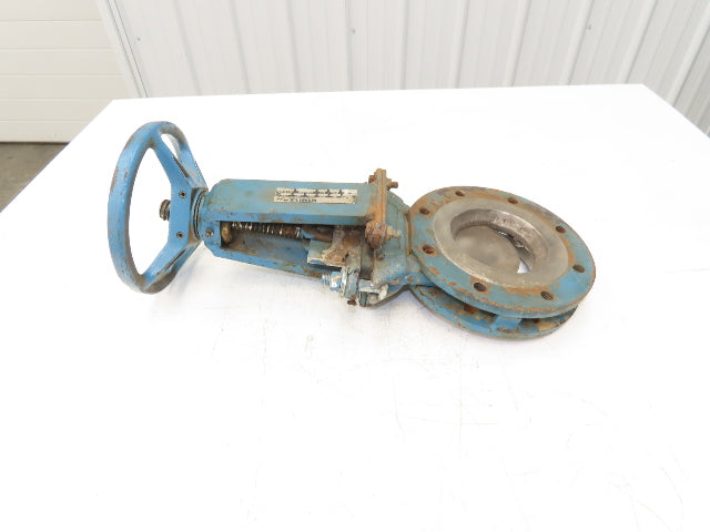 DeZurik 827 4" Flanged Knife Gate Valve Rising Stem Metal Seat 316SS Disc