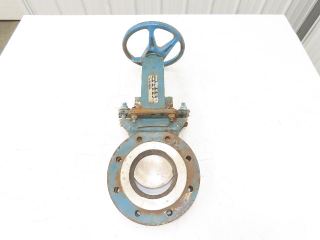 DeZurik 827 4" Flanged Knife Gate Valve Rising Stem Metal Seat 316SS Disc
