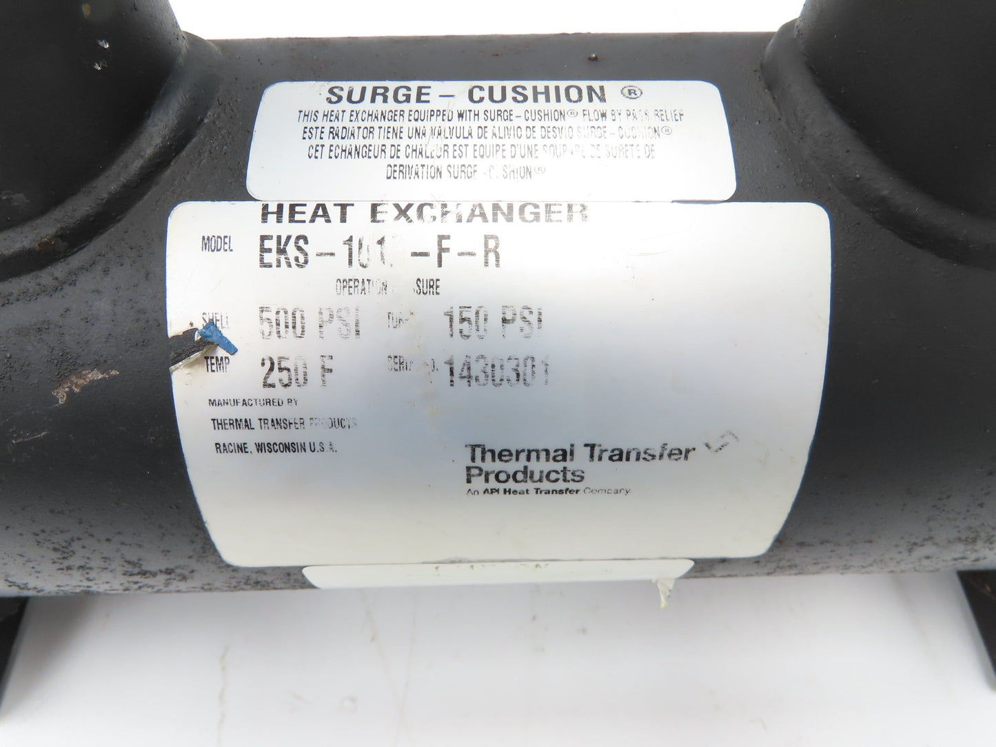 Thermal Transfer EKS-1012-F-R Oil Cooler Shell & Tube Heat Exchanger 2-Pass