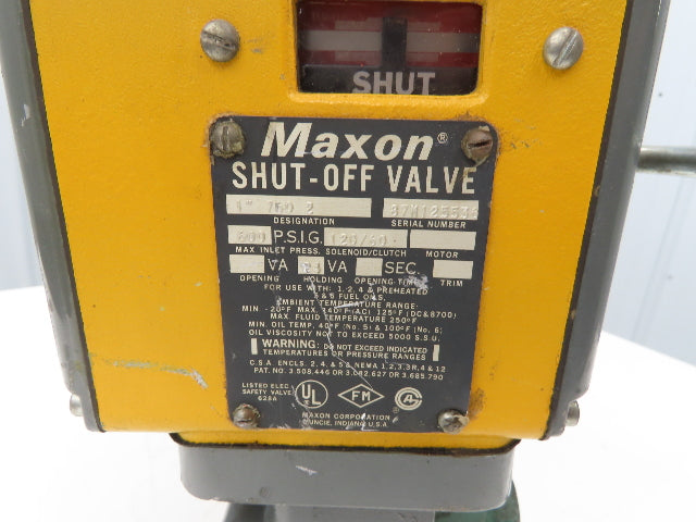 Maxon 1" 760 2 Gas Shut-Off Valve 1"NPT 600psi 120V