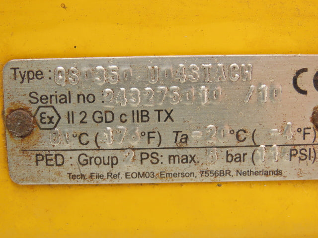 Emerson QS0350.U04STACW Pneumatic Valve Actuator 116psi Spring Return