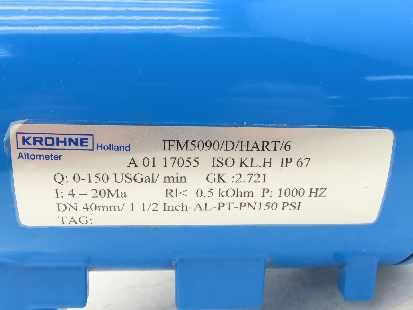 Krohne IFM5090/D/HART/6 Altometer Flow Meter 1-1/2" Tube 150psi Light Damage