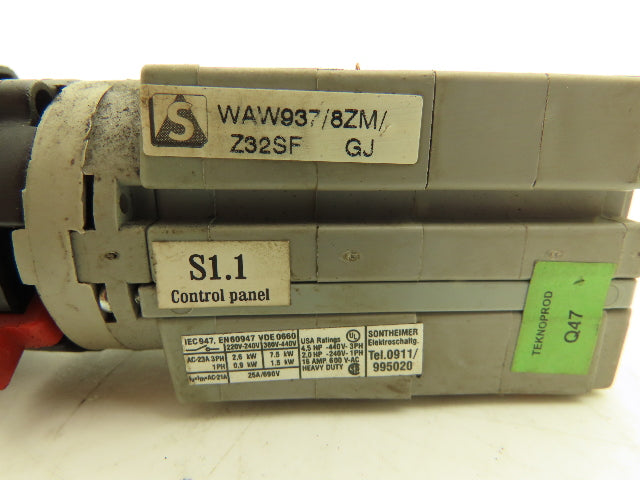 ABB WAW937/8ZM 3HAC 6428-5/04 Control Switch 2-Position 25A 690V NO KEY Lot of 3