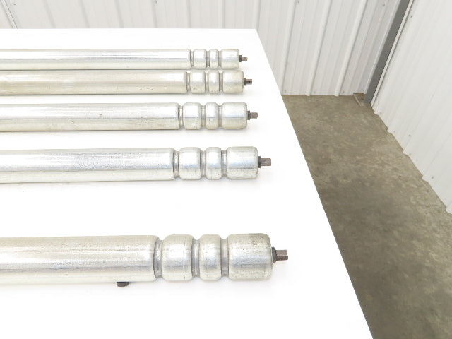 3-Groove Skew Conveyor Roller 1.9" Dia 37.25"BF Galvanized 7/16" Hex Lot of 5