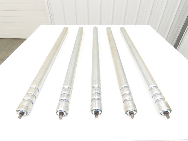 3-Groove Skew Conveyor Roller 1.9" Dia 37.25"BF Galvanized 7/16" Hex Lot of 5