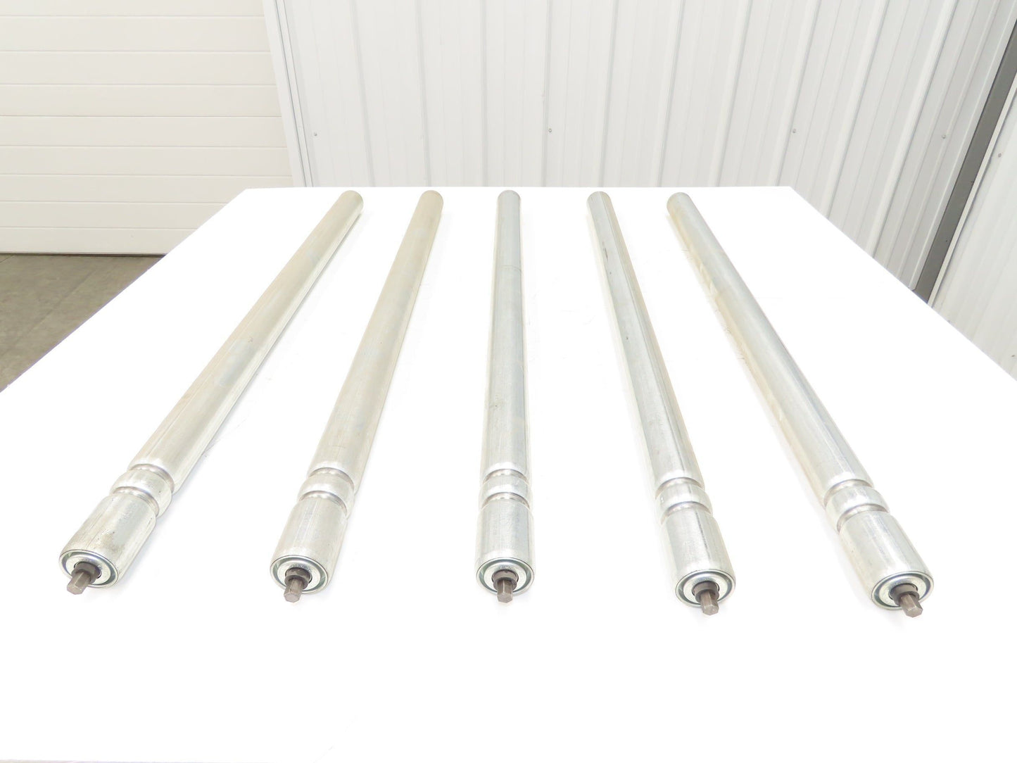2-Groove Skew Conveyor Roller 1.9" Dia 37.25"BF Galvanized 7/16" Hex Lot of 5