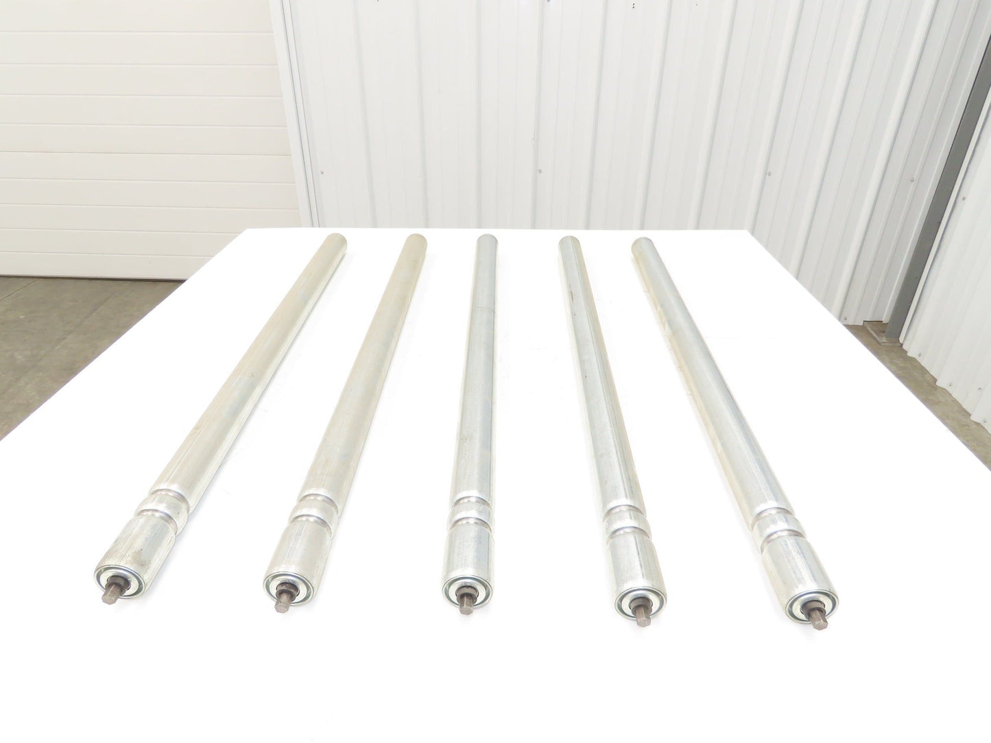 2-Groove Skew Conveyor Roller 1.9" Dia 37.25"BF Galvanized 7/16" Hex Lot of 5
