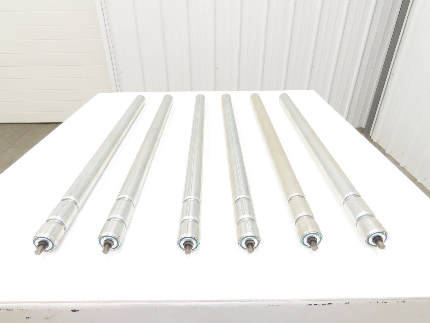 2-Groove Skew Conveyor Roller 1.9" Dia 37.25"BF Galvanized 7/16" Hex Lot of 6