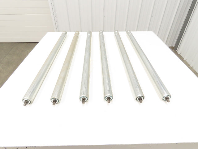 2-Groove Skew Conveyor Roller 1.9" Dia 37.25"BF Galvanized 7/16" Hex Lot of 6