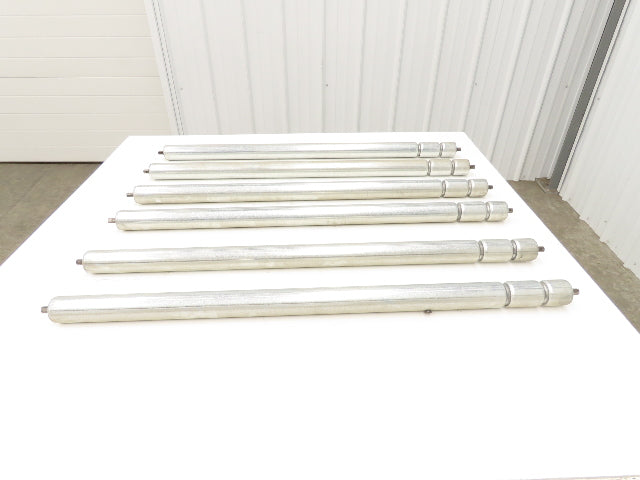 2-Groove Skew Conveyor Roller 1.9" Dia 37.25"BF Galvanized 7/16" Hex Lot of 6
