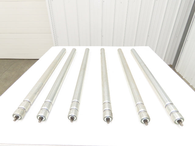 2-Groove Skew Conveyor Roller 1.9" Dia 37.25"BF Galvanized 7/16" Hex Lot of 6