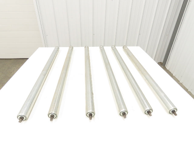2-Groove Skew Conveyor Roller 1.9" Dia 37.25"BF Galvanized 7/16" Hex Lot of 6