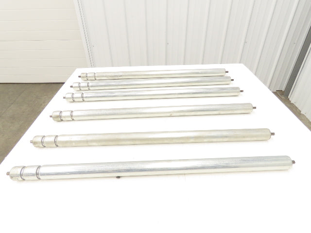 2-Groove Skew Conveyor Roller 1.9" Dia 37.25"BF Galvanized 7/16" Hex Lot of 6