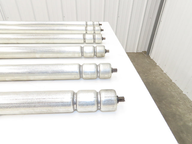 2-Groove Skew Conveyor Roller 1.9" Dia 37.25"BF Galvanized 7/16" Hex Lot of 6