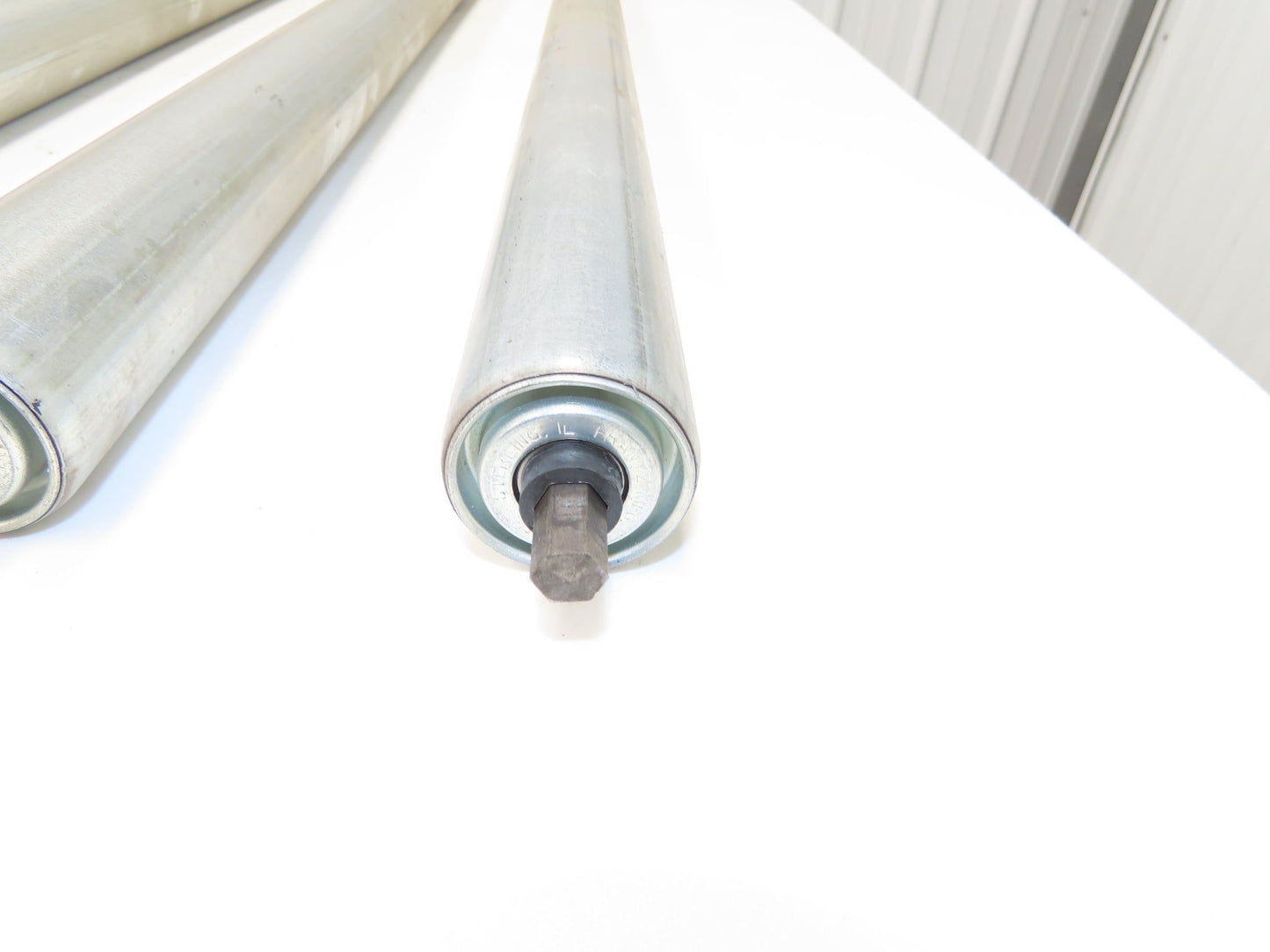 2-Groove Skew Conveyor Roller 1.9" Dia 37.25"BF Galvanized 7/16" Hex Lot of 6